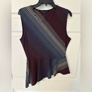 BCBGMaxAzria Geo Print Asymmetrical Peplum Tank